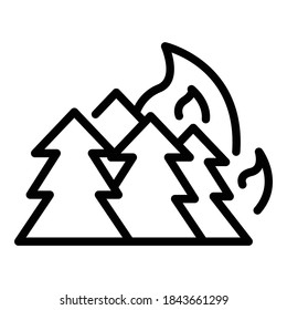 Forest in fire icon. Outline forest in fire vector icon for web design isolated on white background