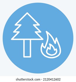 Forest Fire Icon in trendy blue eyes style isolated on soft blue background