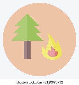 Forest Fire Icon in trendy flat style isolated on soft blue background