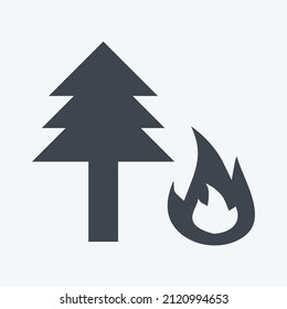 Forest Fire Icon in trendy glyph style isolated on soft blue background