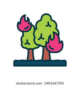forest fire icon. vector filled color icon for your website, mobile, presentation, and logo design.