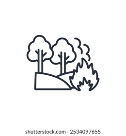 Ícone de incêndio na floresta. vetor.Sinal editável de estilo traço.linear para usar design da Web,ilustração logo.Symbol.