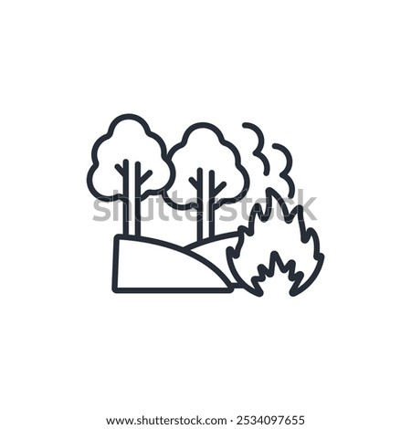 Forest fire icon. vector.Editable stroke.linear style sign for use web design,logo.Symbol illustration.