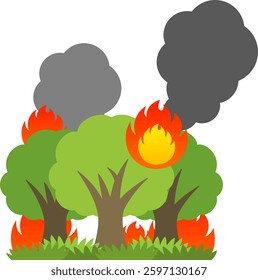 Forest fire isolated vector illustration
