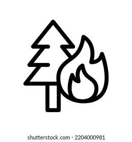 Forest Fire Line Icon Illustration Vector Graphic