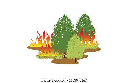 Forest fire natural disaster concept vector illustration