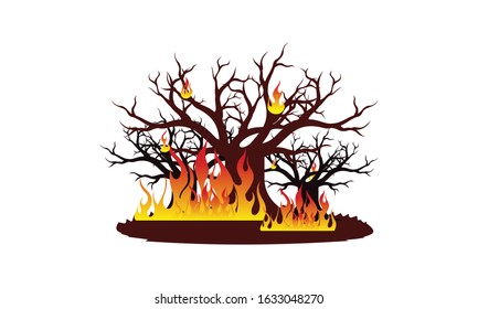 Forest fire natural disaster concept vector illustration