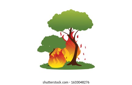 Forest fire natural disaster concept vector illustration