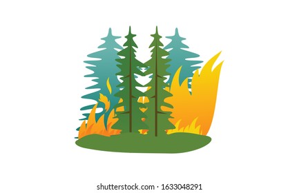 Forest fire natural disaster concept vector illustration