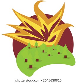 Forest fire natural disaster vector isolated icon