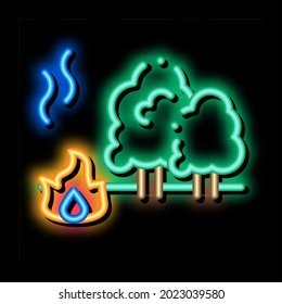 forest fire neon light sign vector. Glowing bright icon forest fire sign. transparent symbol illustration