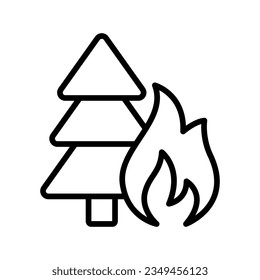 Forest Fire outline vector icon isolated on white background. Forest Fire line icon for web, mobile and ui designe