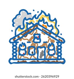 fogos florestais proibidos ícone doodle esboço vetor. fogo florestal sinal proibido. símbolo isolado ilustração