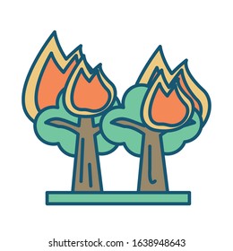 forest fire scene isolated icon vector illustration design