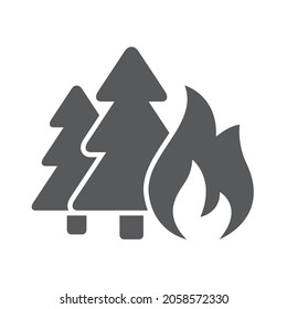 forest fire silhouette vector icon isolated on white background. forest fire icon for web, mobile apps, ui design and print polygraphy