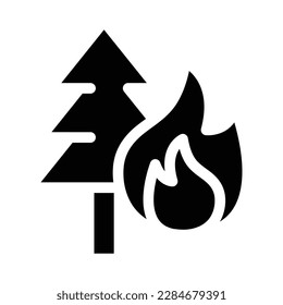 forest fire solid icon illustration vector graphic