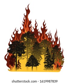 Forest Fire Vector Illustration Isolated On Stock Vector (Royalty Free ...