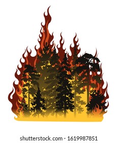 Forest Fire Vector Illustration Isolated On Stock Vector (Royalty Free ...