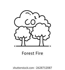 Forest Fire Vector Outline Style Icon. Eps 10 file