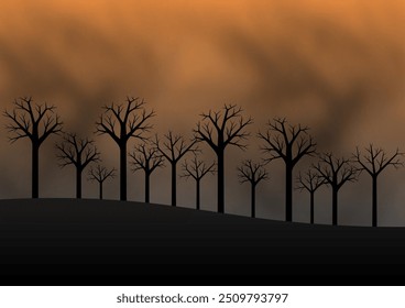 Forest Fire. Wildfire. Burning Forest. Vector Illustration. 