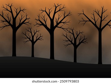 Forest Fire. Wildfire. Burning Forest. Vector Illustration. 