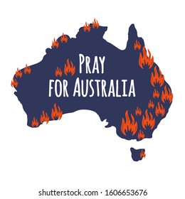 Forest fires in Australia. Pray for Sydney and Pray for Australia. Stock Vector illustration.