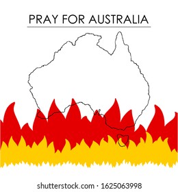 Forest fires in Australia.Pray for Sydney.Pray for Australia.Vector illustration