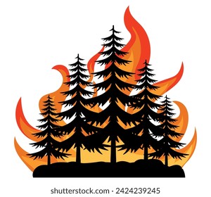forest fires disaster illustration design