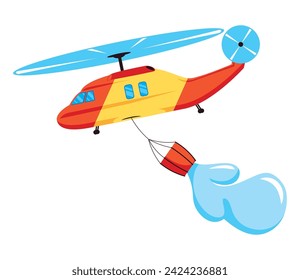 forest fires helicopter illustration design