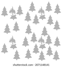 forest fires icon, coniferous forest vector illustration