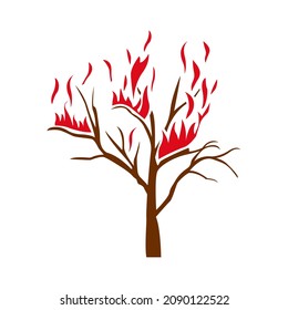 forest fires icon, coniferous forest, vector illustration