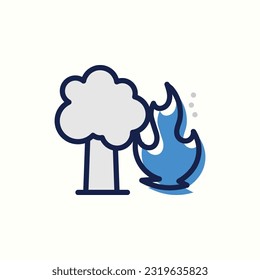 icono de incendios forestales, icono azul aislado en fondo claro, perfecto para blog, logotipo, diseño gráfico, medios sociales, interfaz de usuario, aplicación móvil