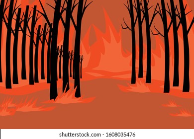 Forest fires landscape backgrounds Illustration design in concept