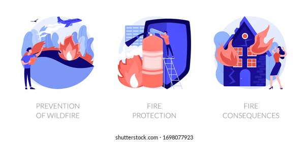 Forest Fires And Natural Disasters Global Problem. Arson And Private Property Loss. Prevention Of Wildfire, Fire Protection, Fire Consequences Metaphors. Vector Isolated Concept Metaphor Illustrations