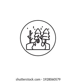 Icono de estilo de contorno de incendios forestales en círculo