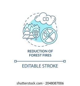Forest fires reduction concept icon. Common initiative abstract idea thin line illustration. Forest management. Biomass burning. Vector isolated outline color drawing. Editable stroke