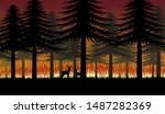 Forest fires that affect many wildlife And causing the forest to exceed damage, vector.