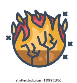 Forest fires vector illustration in line color design