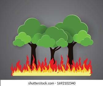 Forest Burning Next Residential Buildings Stock Vector (Royalty Free ...