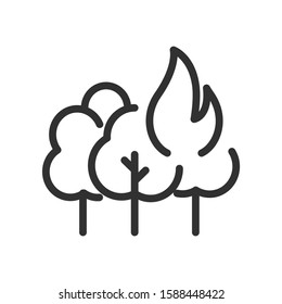 Forest Fires,Wildfire, Linear Icon. Editable Stroke