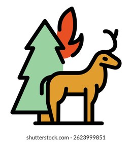 Forest flames icon. Outline forest flames vector icon for web design isolated on white background color flat