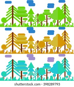 Forest flat background. Vector illustration