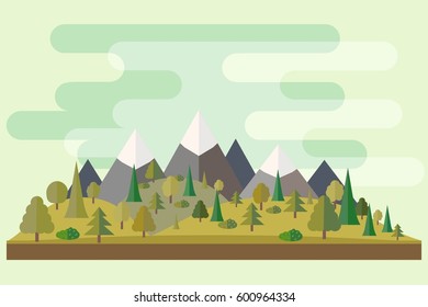 Forest in flat style. Autumn forest. Wildlife. Eco lifestyle. Forest view. Vector illustration