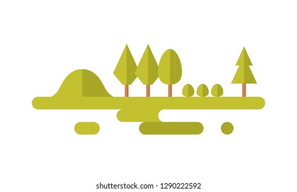 Forest - flat style icon on white background vector illustration for website, mobile application, presentation, infographic. Landscape concept sign. Trees graphic design element. 