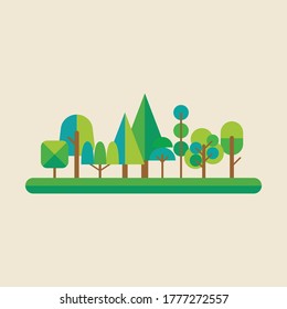 Bosque de estilo plano. Ilustración del vector