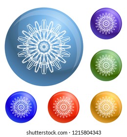 Forest flower icons set vector 6 color isolated on white background