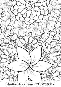 Forest flowers and leaves. Beautiful bouquet. Vector coloring book for adults and children. Hand-drawn illustration. Floral ornament is good for web, print, and stencil