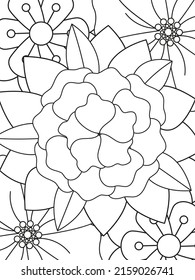 Forest flowers and leaves. Beautiful bouquet. Vector coloring book for adults and children. Hand-drawn illustration. Floral ornament is good for web, print, and stencil
