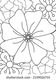Forest flowers and leaves. Beautiful bouquet. Vector coloring book for adults and children. Hand-drawn illustration. Floral ornament is good for web, print, and stencil