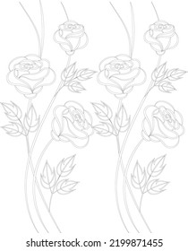 Forest flowers, leaves and berries. Vector coloring book pages for adult and children. Hand drawn illustration. Love bohemian concept for wedding invitations, cards, flower coloring book for adults
